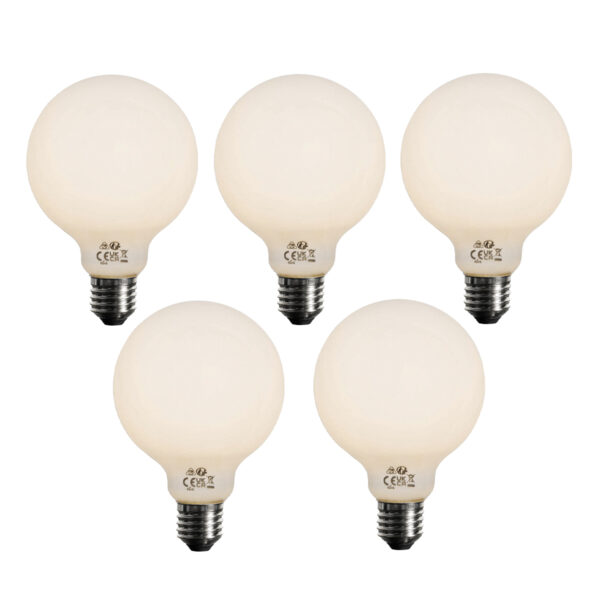 5 db E27 3-lépcsős dimmelhető LED izzó opál üveg G95 4W 450lm 3000K
