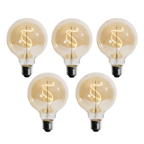 5 db E27 Dimmelhető LED spirál izzószál G95 4W 270lm 2700K