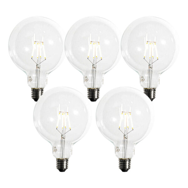 5 db E27 Dimmelhető LED Spirál Filament G125 5W 450lm 2200K