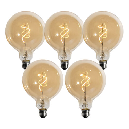 5 darabos E27 dimmelhető LED izzókészlet spirál filament arany G125 4W 270 lm 2700K