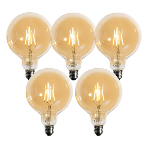 5 darabos E27 dimmelhető LED izzókészlet arany G125 4