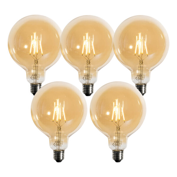 5 darabos E27 dimmelhető LED izzókészlet arany G125 4