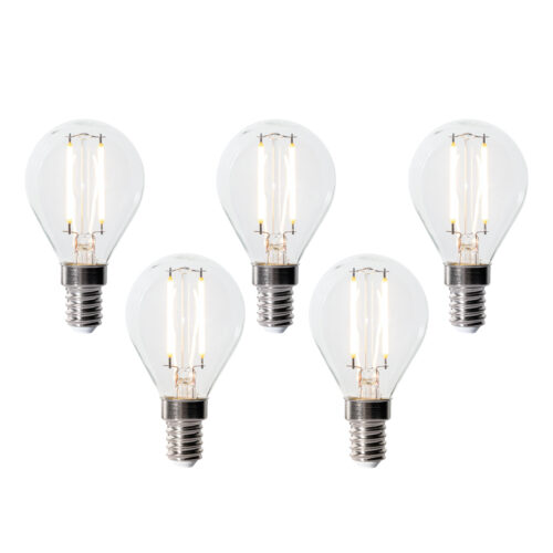 5 darabos E14 dimmelhető LED izzókészlet P45 átlátszó üveg 3W 250 lm 2700K