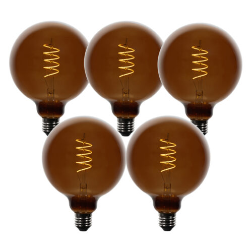 5 darabos E27 dimmelhető LED izzókészlet G125 barna 4W 120 lm 1800K