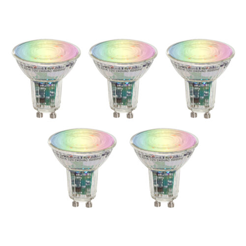 5 darabos Smart GU10 50 LED izzókészlet átlátszó RGBW 4