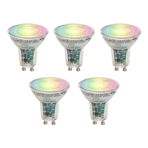 5 darabos Smart GU10 50 LED izzókészlet átlátszó RGBW 4