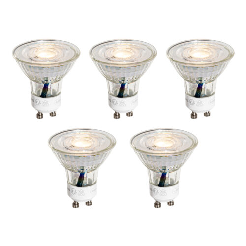 5 darabos GU10 50 mm-es LED izzókészlet átlátszó 3W 230 lm 2700K