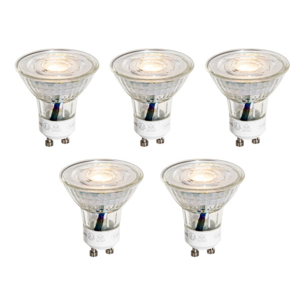5 darabos GU10 50 mm-es LED izzókészlet átlátszó 3W 230 lm 2700K