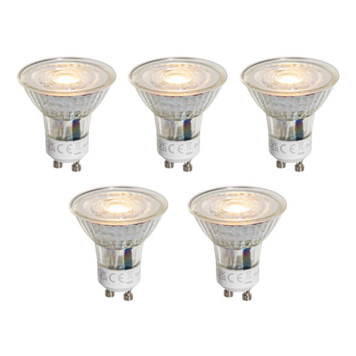 5 darabos GU10 50 mm-es LED izzókészlet átlátszó 1W 80 lm 2200K