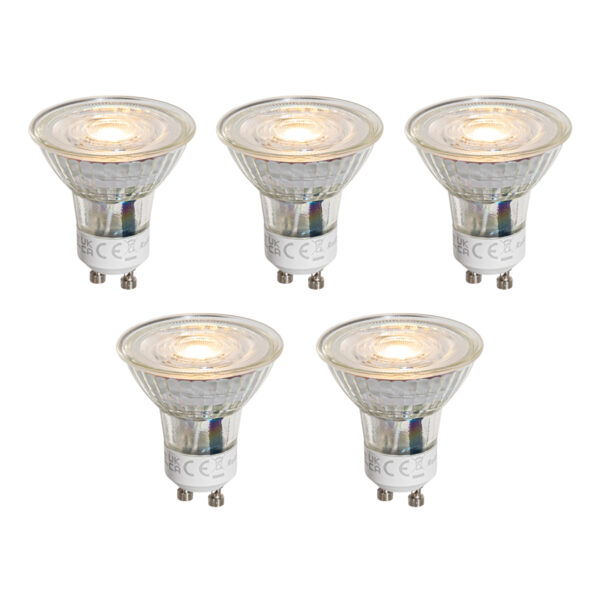5 darabos GU10 50 mm-es LED izzókészlet átlátszó 1W 80 lm 2200K