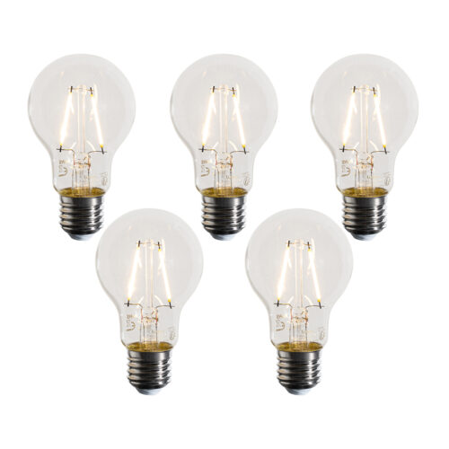 5 darabos E27 LED izzókészlet A60 átlátszó 3W 320 lm 2700K