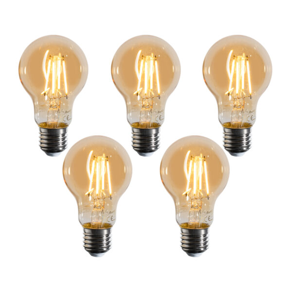 5 darabos E27 dimmelhető LED izzókészlet A60 arany 4W 420 lm 2200K