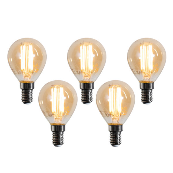 5 darabos E14 LED izzókészlet G45 arany 2W 180 lm 2100K