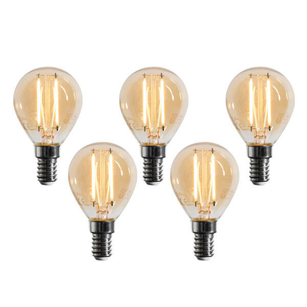 5 darabos E14 dimmelhető LED izzó készlet G45 arany 4W 330 lm 2100K