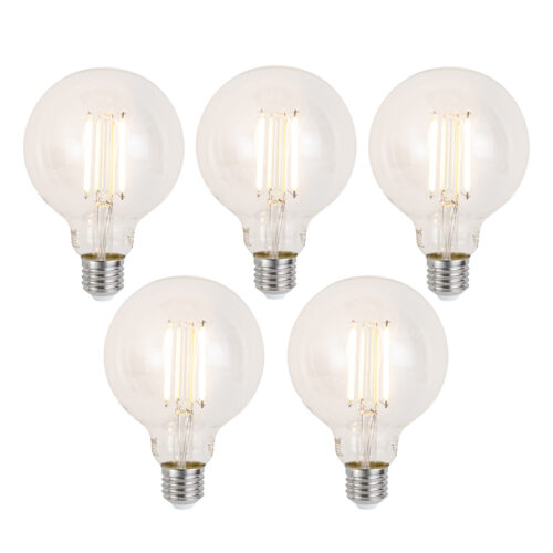 5 db Okos E27 Dimmelhető LED Izzó G95 Átlátszó 7W 806lm 2700-6500K