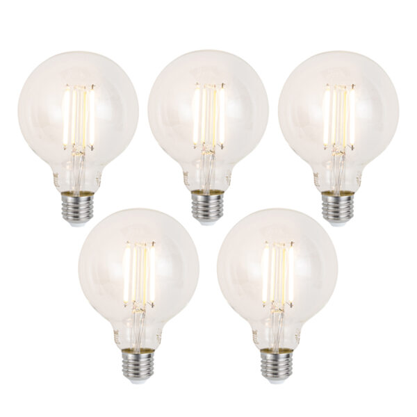 5 db Okos E27 Dimmelhető LED Izzó G95 Átlátszó 7W 806lm 2700-6500K