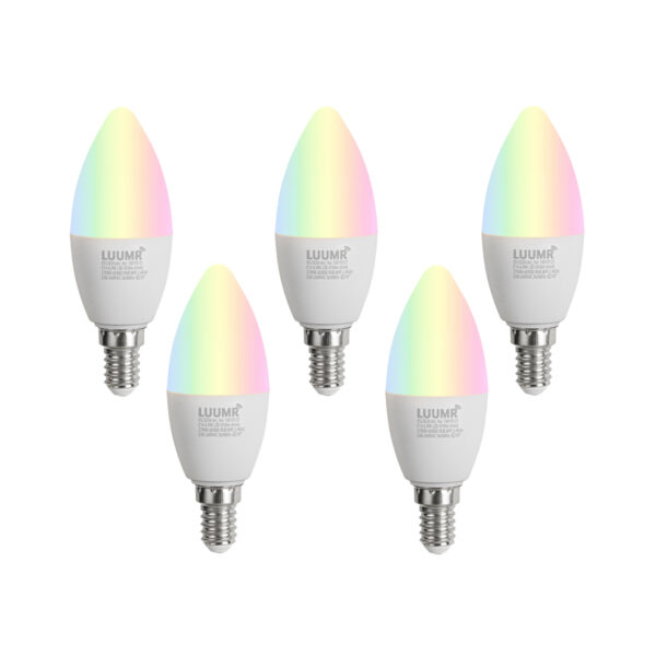 5 darabos Smart E14 LED izzókészlet C37 Opál RGBW 4