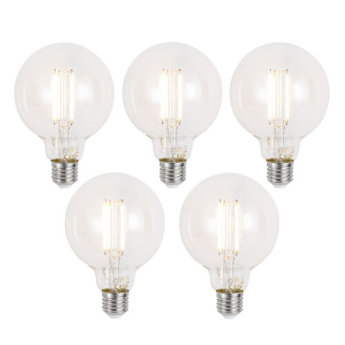 5 db Okos E27 Dimmelhető LED Izzó G95 Átlátszó 7W 806lm 2700-6500K