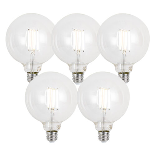 5 db E27 Dimmelhető LED Izzó G125 Átlátszó 7W 806lm 2700-6500K