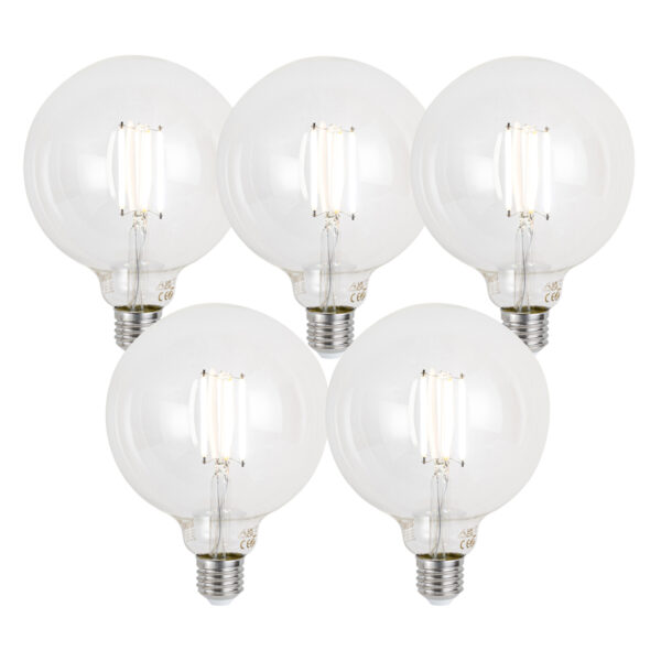 5 db E27 Dimmelhető LED Izzó G125 Átlátszó 7W 806lm 2700-6500K