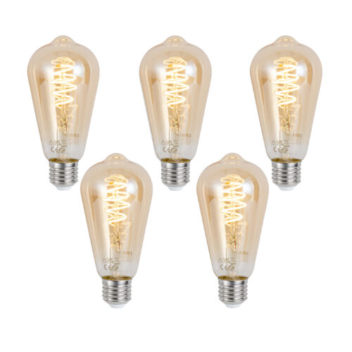 5 db Okos E27 Dimmelhető LED Izzó ST64 Borostyán 4.9W 320lm 2500K