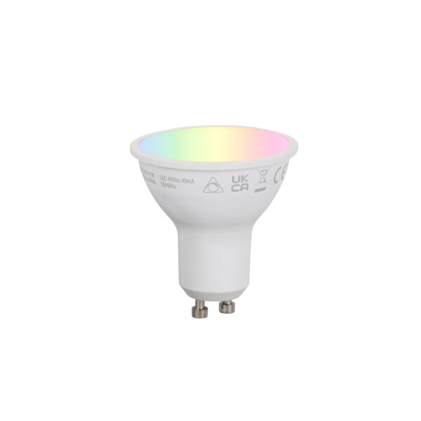 Okos GU10 50 mm-es dimmelhető LED izzó opál RGBW 4