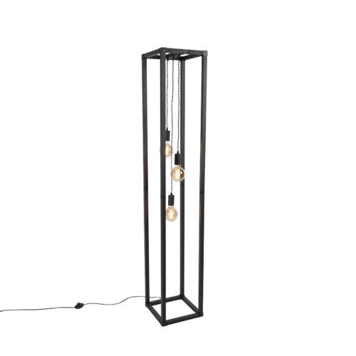 Ipari állólámpa fekete 3 lámpás - Big Cage