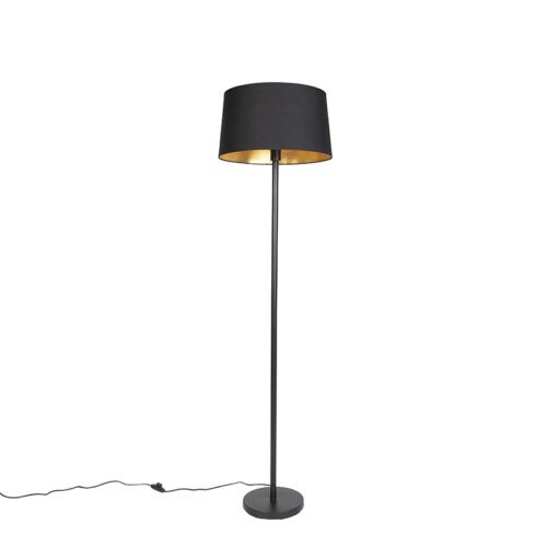 Modern állólámpa fekete fekete árnyékolóval 45 cm - Simplo