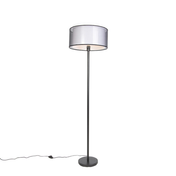 Design állólámpa fekete fekete-fehér árnyékolóval 47 cm - Simplo