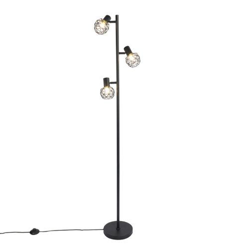 Design állólámpa fekete 3-lámpás állítható - Mesh
