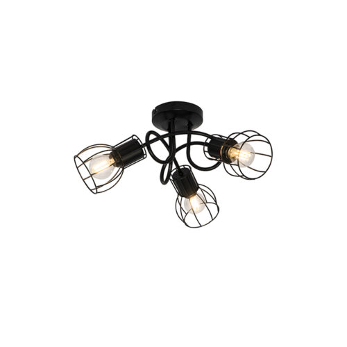 Modern mennyezeti spotlámpa fekete 40 cm kerek 3-lámpás - Botu