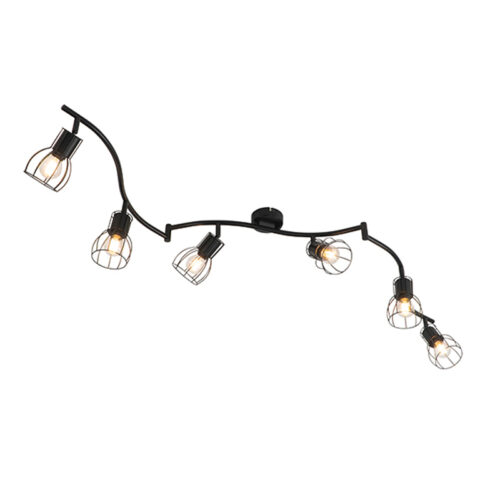 Modern fekete mennyezeti spotlámpa 145 cm 6-lámpás - Botu
