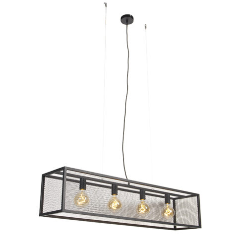 Ipari lógólámpa fekete 118 cm hálós 4-lámpás - Cage