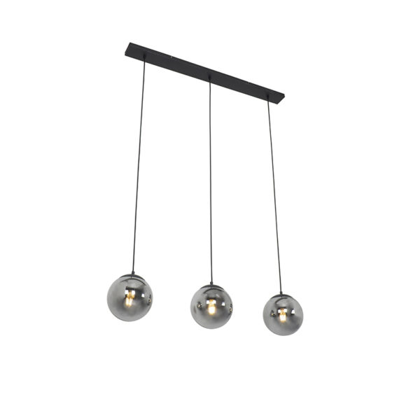 Art Deco lógólámpa fekete és füstüveggel 3-lámpás - Pallon
