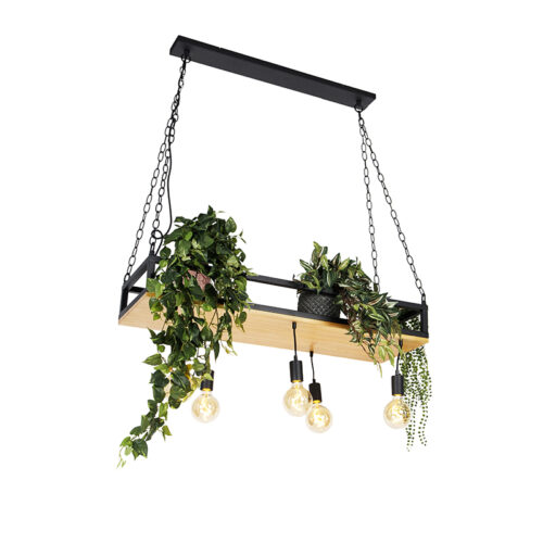 Ipari lógólámpa fekete fával 5-lámpás - Shelf
