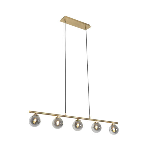 Modern függőlámpa arany 100 cm 5-lámpás füstüveggel - Athén