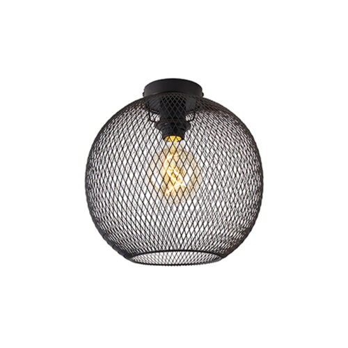 Modern mennyezeti lámpa fekete 30 cm - Mesh Ball