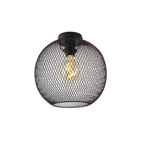 Modern mennyezeti lámpa fekete 30 cm - Mesh Ball