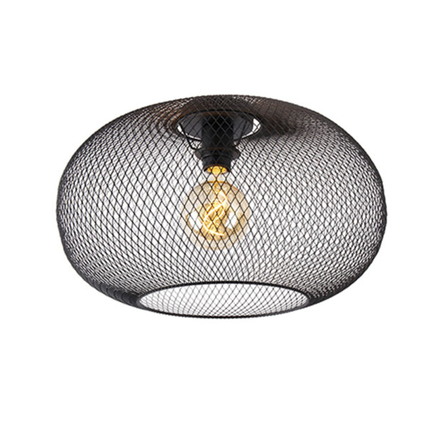 Modern mennyezeti lámpa fekete 45 cm - Mesh Ball