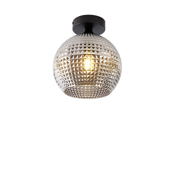 Art Deco mennyezeti lámpa fekete füstüveggel - Sphere