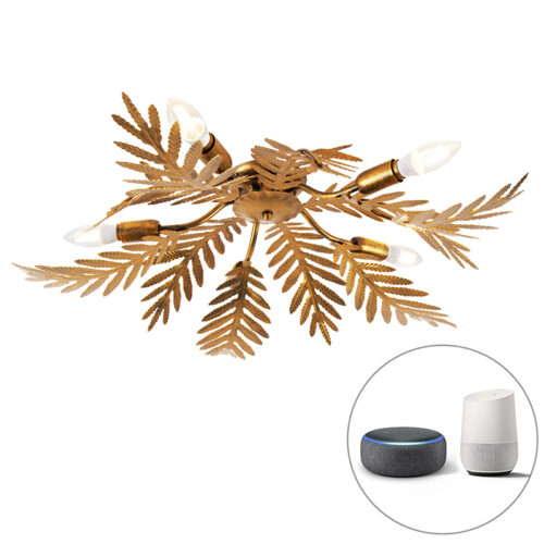 Vintage okos mennyezeti lámpa arany 70 cm 5 WiFi B35 izzóval - Botanica