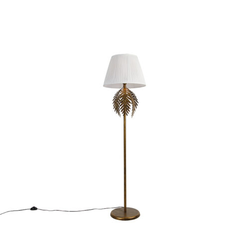 Állólámpa arany 145 cm redőzött árnyékolóval fehér 45 cm - Botanica
