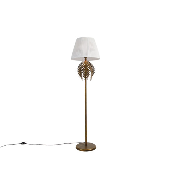 Állólámpa arany 145 cm redőzött árnyékolóval fehér 45 cm - Botanica