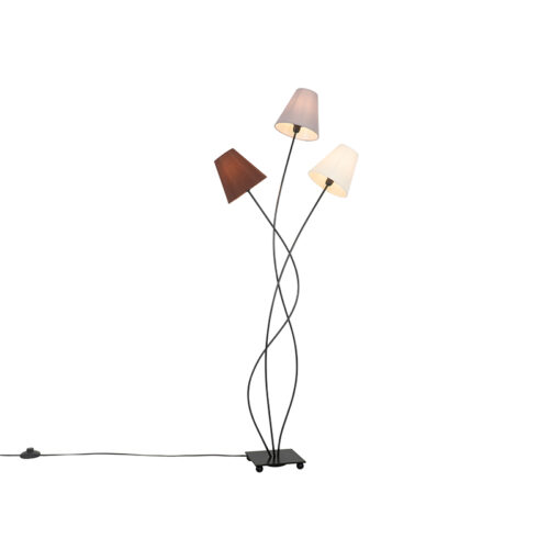 Design állólámpa fekete szövetbúrákkal 3-lámpás - Melis