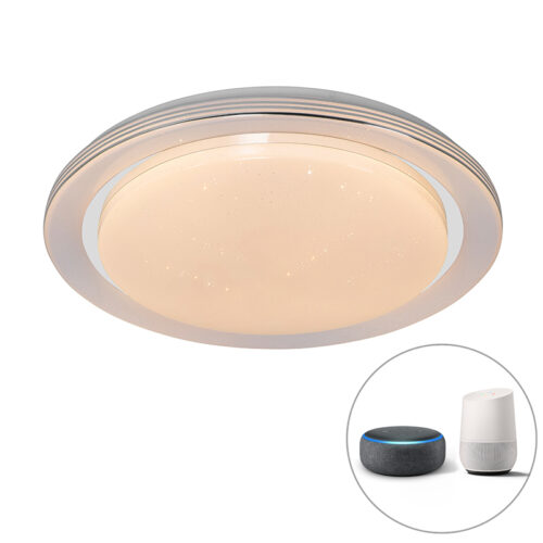 Okos mennyezeti lámpa fehér 48 cm LED-del és RGB dimmerrel - Jochem