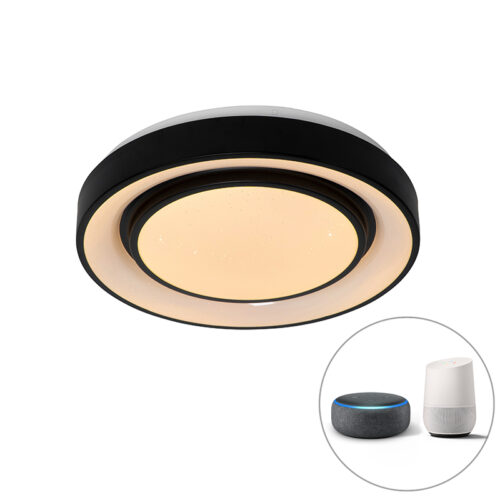 Modern mennyezeti lámpa fekete 38 cm LED-del és RGB-vel - Jochie