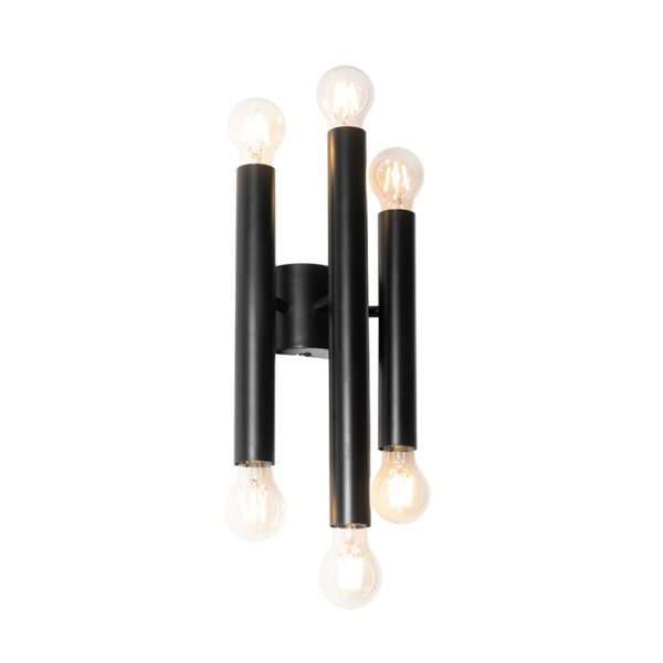 Art Deco fali lámpa fekete 6 lámpás - Tubi