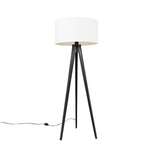 Állólámpa állvány fekete árnyékolóval fehér 50 cm - Tripod Classic