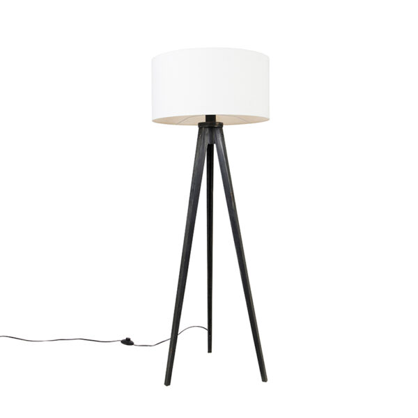 Állólámpa állvány fekete árnyékolóval fehér 50 cm - Tripod Classic
