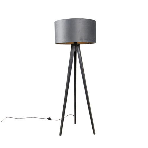 Állólámpa állvány fekete szürke árnyékolóval 50 cm - Tripod Classic
